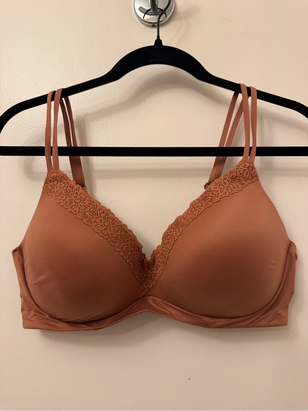 aerie Everyday Lace-Trim Wireless Bra in Rust